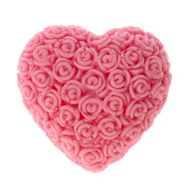 LaQ Happy Soaps Wielkie Serce w Różyczki mydło glicerynowe różowe (140 g)