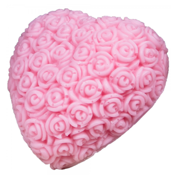 LaQ Happy Soaps Wielkie Serce w Różyczki mydło glicerynowe różowe (140 g)