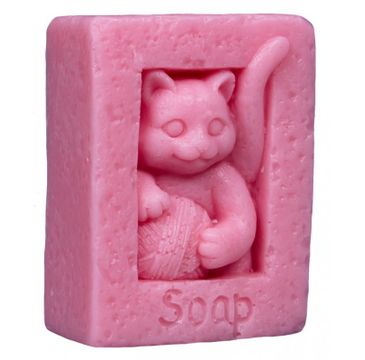 LaQ Happy Soaps mydło glicerynowe Kot z Kłębkiem Wełny różowy (100 g)