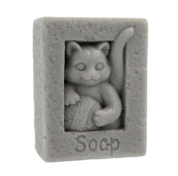 LaQ Happy Soaps Kot z kłębkiem wełny mydło glicerynowe szare (100 g)