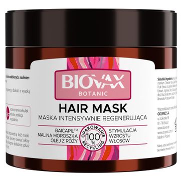Biovax Botanic maska regenerująca Baicapil & Malina Moroszka & Olej z róży (250 ml)