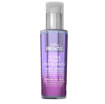 Biovax Ultra Violet intensywnie nawilżające serum tonujące na noc do włosów blond i siwych (100 ml)