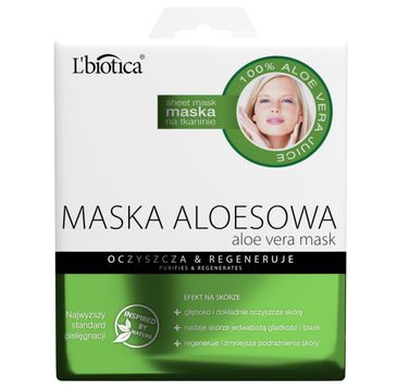 L'biotica Maska aloesowa na tkaninie - oczyszcza i regeneruje (23 ml)