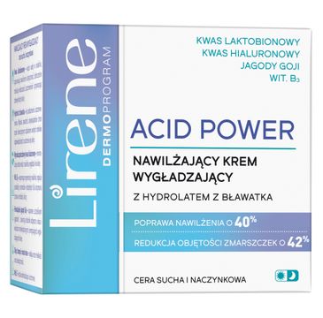 Lirene Acid Power nawilżający krem wygładzający z hydrolatem z bławatka (50 ml)