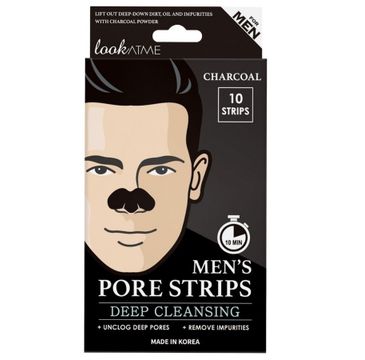 Look At Me Men's Pore Strips oczyszczające plastry na nos dla mężczyzn Charcoal 10szt.