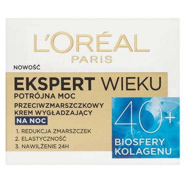 L'Oreal Paris Ekspert Wieku 40+ – przeciwzmarszczkowy krem wygładzający na noc (50 ml)