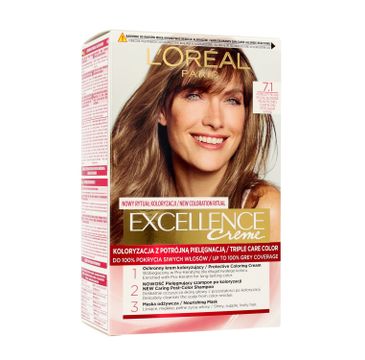 L'Oreal Paris Excellence Creme – farba do włosów nr 7.1 Blond Popielaty (1 op.)
