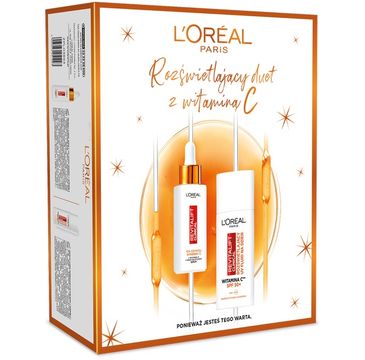 L'Oreal Paris Revitalift Clinical zestaw rozświetlające serum do twarzy 30ml + rozświetlający krem na dzień SPF50+ 50ml