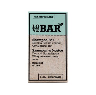 Love Bar Shampoo Bar szampon w kostce do włosów normalnych i tłustych Bergamotka & Limonka (2x30 g)