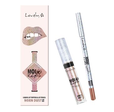 Lovely Holo Lips Liquid Lip Topper & Lip Pencil wielofunkcyjny zestaw do makijażu ust 1 Horn Dust