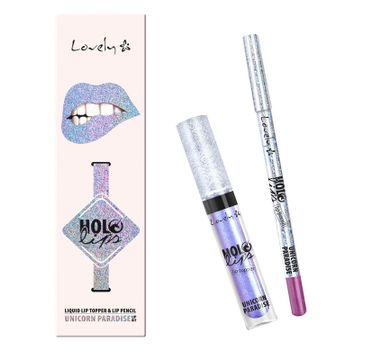 Lovely Holo Lips Liquid Lip Topper & Lip Pencil wielofunkcyjny zestaw do makijażu ust 2 Unicorn Paradise