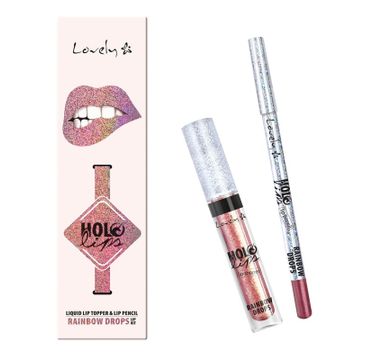 Lovely Holo Lips Liquid Lip Topper & Lip Pencil wielofunkcyjny zestaw do makijażu ust 3 Rainbow Drops