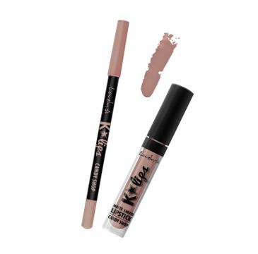 Lovely K-Lips Matte Liquid Lipstick & Lip Liner zestaw do wykonywania makijażu ust 6 Candy Shop