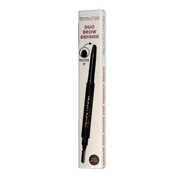 Makeup Revolution Duo Brow Definer – kredka do brwi + szczoteczka Dark Brown (1 szt.)