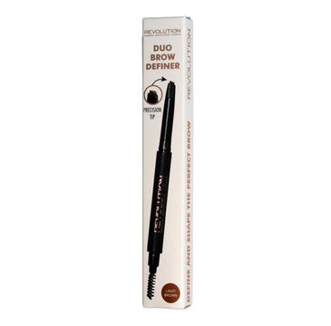 Makeup Revolution Duo Brow Definer – kredka do brwi + szczoteczka Light Brown (1 szt.)