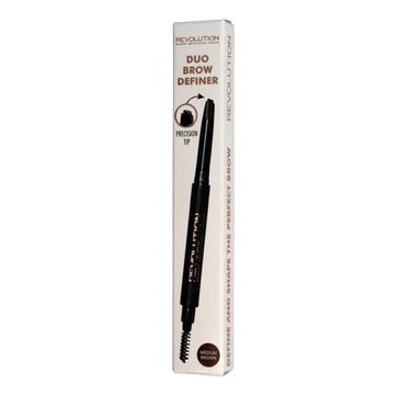 Makeup Revolution Duo Brow Definer – kredka do brwi + szczoteczka Medium Brown (1 szt.)