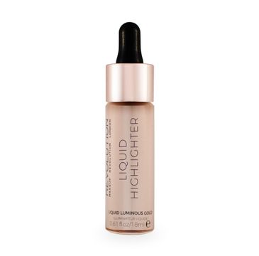 Makeup Revolution Liquid Highlighter – rozświetlacz w płynie Luminous Gold (18 ml)