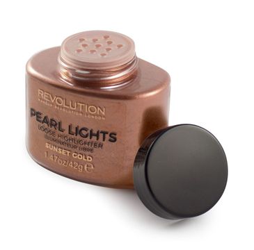 Makeup Revolution Pearl Lights Loose Highlighter – sypki puder do twarzy rozświetlający Sunset Gold (25 g)
