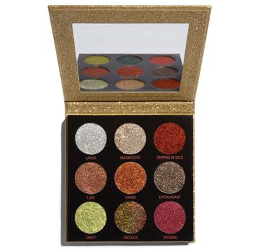 Makeup Revolution Pressed Glitter Palette – paleta prasowanych brokatów do powiek Midas Touch (10.8 g)