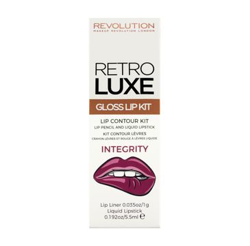 Makeup Revolution Retro Luxe Kits Gloss Intergity Lip Kit – zestaw do ust pomadka + konturówka (1 op.)