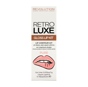 Makeup Revolution Retro Luxe Kits Gloss Pure – zestaw pomadka + konturówka do ust (1 op.)