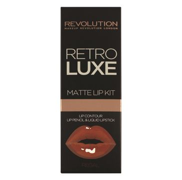 Makeup Revolution Retro Luxe Kits Matte – zestaw do makijażu ust konturówka + błyszczyk Regal (1 op.)