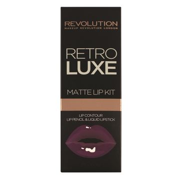 Makeup Revolution Retro Luxe Kits Matte – zestaw do makijażu ust konturówka + błyszczyk Royal (1 op.)