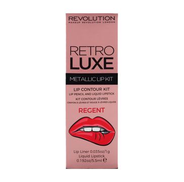 Makeup Revolution Retro Luxe Kits Metallic Regent – zestaw do ust pomadka + konturówka (1 op.)