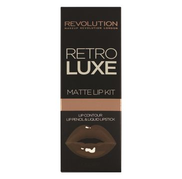 Makeup Revolution Retro Luxe Matte Lip Kits – zestaw do makijażu ust konturówka + błyszczyk Glory (1 op.)