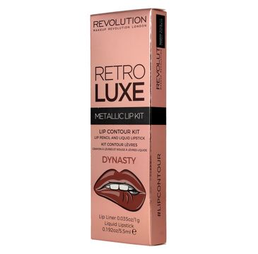 Makeup Revolution Retro Luxe Metallic Lip Kit – zestaw do ust Dynasty konturówka + błyszczyk (1 op.)