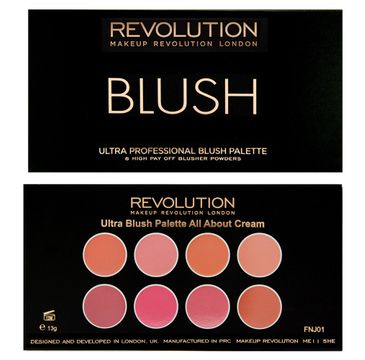 Makeup Revolution Ultra Blush Palette 8 -  zestaw róży do policzków All About Cream (13 g)