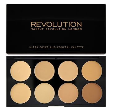 Makeup Revolution Ultra Cover and Concealer Palette - korektory Light-Medium pod oczy i do twarzy (10 g)