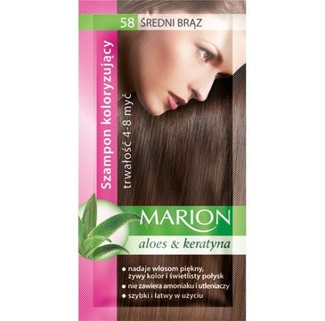 Marion Aloes & Keratyna – szampon koloryzujący do włosów nr 58 Średni Brąz (80 ml)