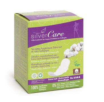 Masmi Silver Care ekstradługie podpaski na noc z bawełny organicznej (8 szt.)