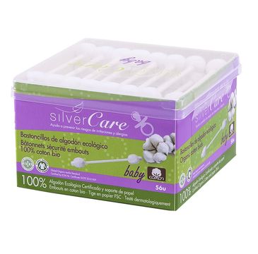 Masmi Silver Care patyczki higieniczne do uszu z bawełny organicznej dla niemowląt i dzieci (56 szt.)