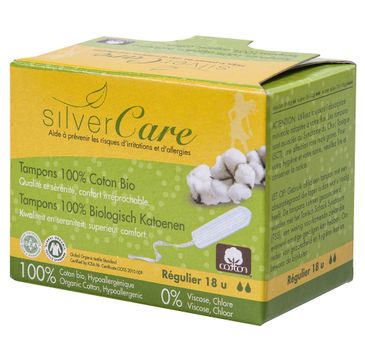 Masmi Silver Care tampony bez aplikatora z bawełny organicznej Regular (18 szt.)