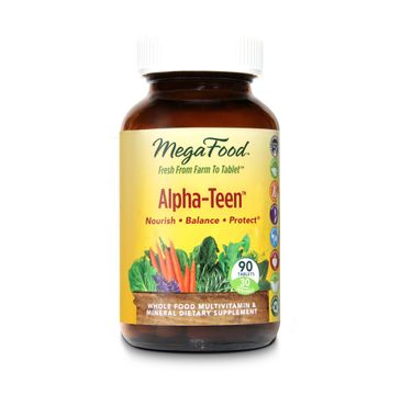 Mega Food Alpha Teen organiczne multiwitaminy dla nastolatków suplement diety 90 tabletek