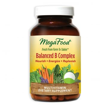 Mega Food Balanced B Complex organiczne witaminy B B12 B6 kwas foliowy suplement diety 60 tabletek