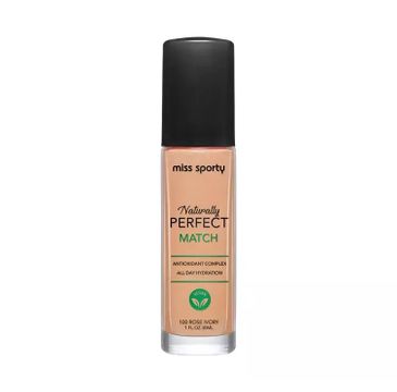 Miss Sporty Naturally Perfect Match wegański podkład nawilżający 100 Rose Ivory (30 ml)