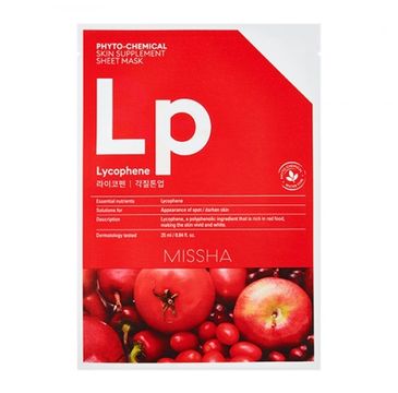 Missha Phyto - Chemical Skin Supplement Sheet Mask rozjaśniająca maska w płachcie na twarz Lycophene 25ml