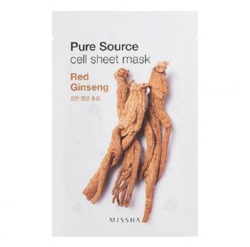 Missha Pure Source Cell Sheet Mask bawełniana maska na twarz Red Ginseng 21g