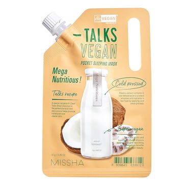 Missha Talks Vegan Squeeze Pocket Sleeping Mask nawilżająco-odżywcza maseczka całonocna dla skóry suchej Mega Nutritious (10 g)