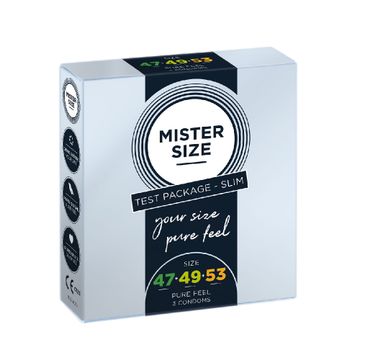 Mister Size Condoms prezerwatywy dopasowane do rozmiaru 47mm 49mm 53mm (3 szt.)