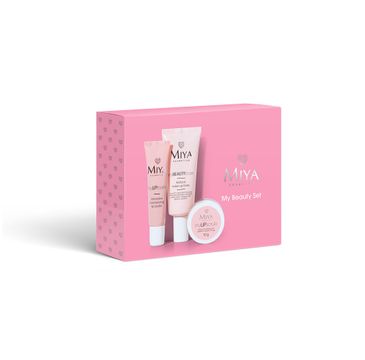 Miya Cosmetics My Beauty Set zestaw peeling do ust z olejkami i masłem mango (10 g) + nawilżający balsam do ust (15 ml) + naturalna baza pod makijaż (30 ml)