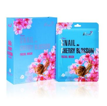 Moods Snail Cherry Blossom Facial Mask maska w płachcie ze śluzem ślimaka i ekstraktem z kwiatów 8+2szt (38 g)
