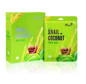 Moods Snail Coconut Facial Mask maska w płachcie ze śluzem ślimaka i ekstraktem z kokosa dla cery suchej 8+2szt (38 g)