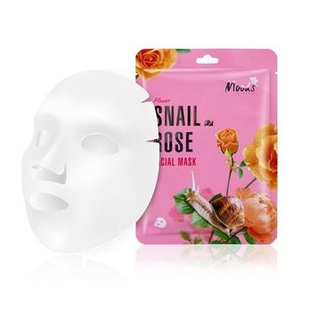 Moods Snail Rose Facial Mask maska w płachcie z ekstraktem ze śluzu ślimaka i ekstraktem z róży japońskiej dla cery dojrzałej i trądzikowej (38 g)