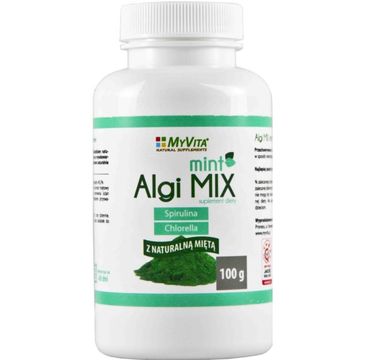 Myvita Algi Mix Mint spirulina i chlorella z naturalną miętą suplement diety 100g