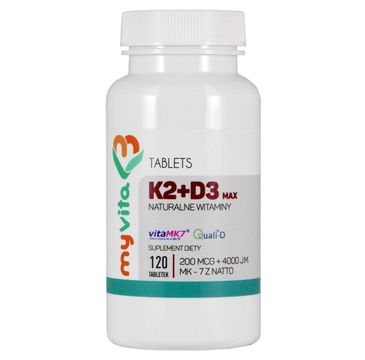 Myvita Witamina K2 200µg + D3 4000IU Max suplement diety 120 tabletek