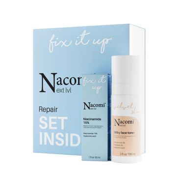 Nacomi Next Level Repair zestaw mleczny tonik do twarzy (100 ml) + niacynamid 15% (30 ml)